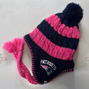‘47 New England Patriots NFL Pom-Pom Knit Hat with Ear Flaps NEW - Pink and Blue